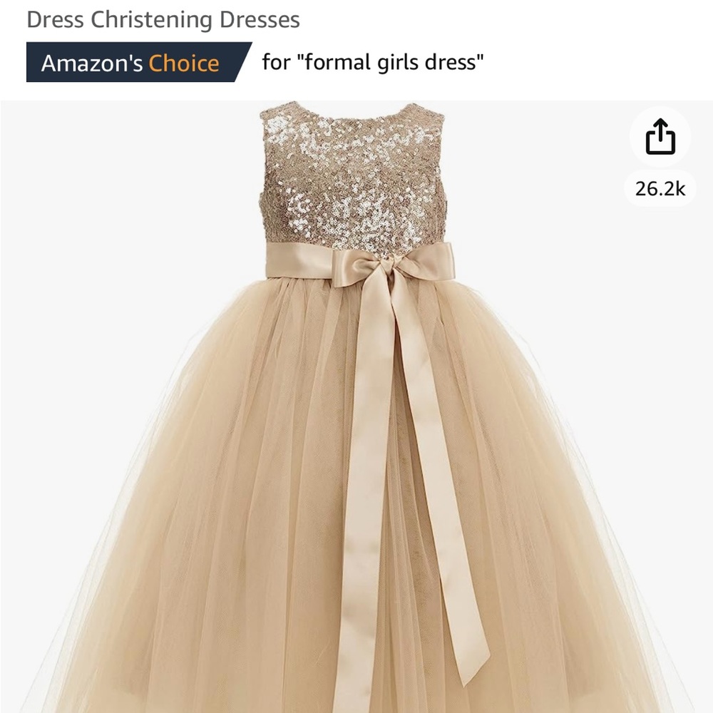 Champagne Girls flower girl dress. Size 6.